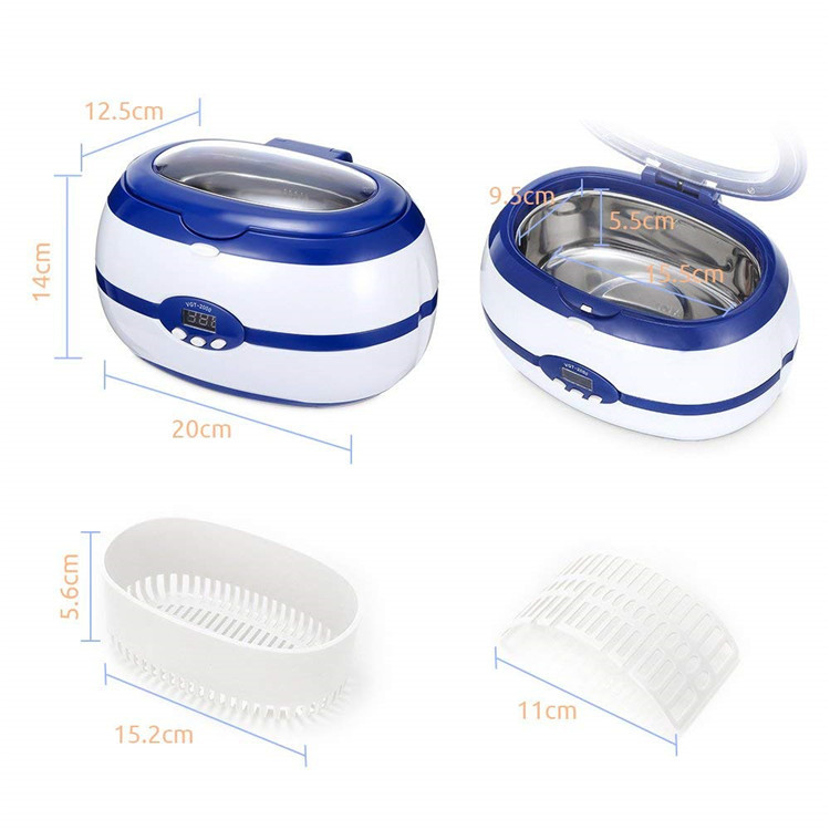 600ml Ultrasonic Cleaner Bath Timer Jewelry Brush Glasses Manicure Stones Cutters Dental Razor Parts Ultrasound Sonic