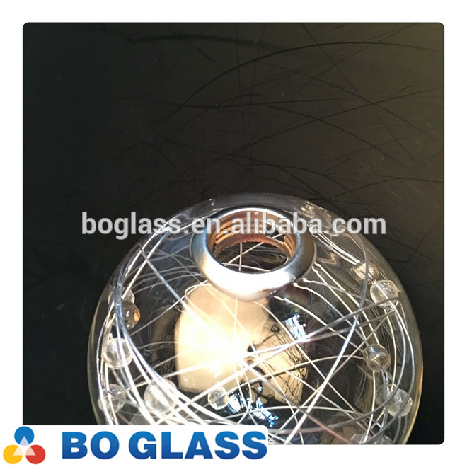 High quality clear glass lamp shade with iron wire on sale for lighting