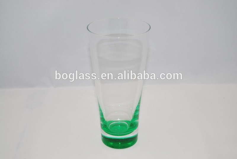 Slant design color drinking glass cup, customer designed colored glass cup