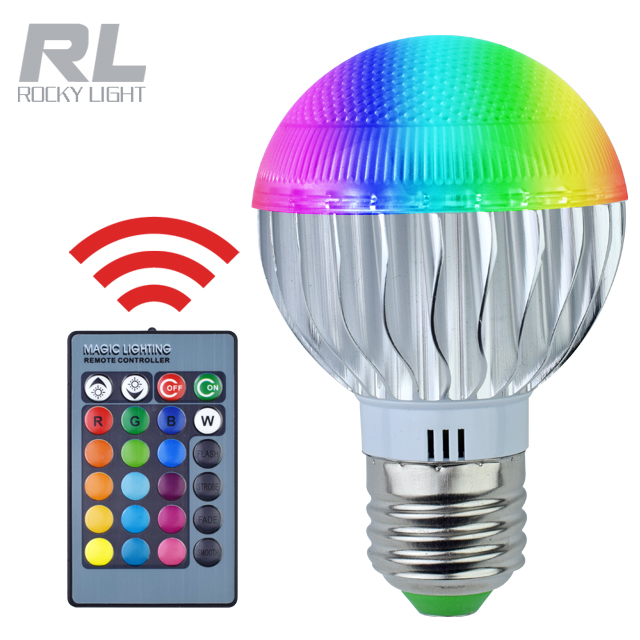 RGB E27 LED Bulb Magic Holiday RGB lighting+IR Remote Control 16 Colors AC85-265V