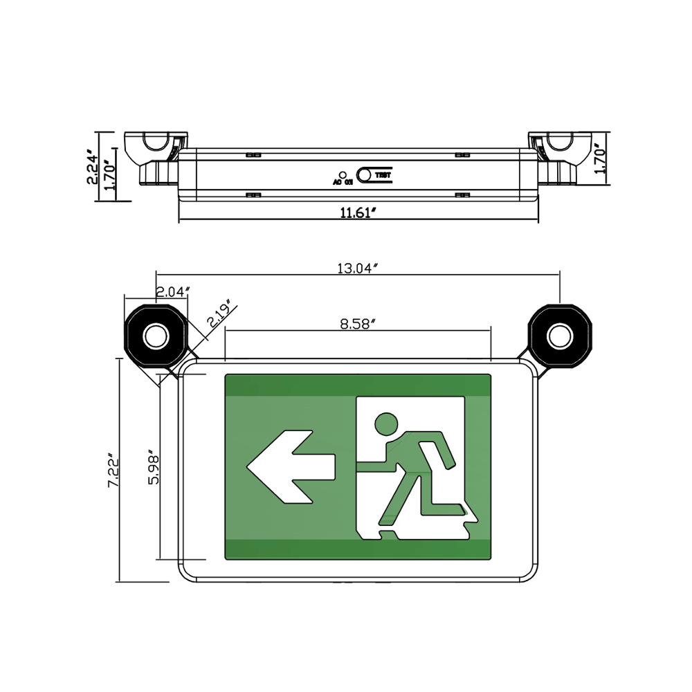 Hot selling wall mounted battery backup led emergency lights running man exit sign for Canada