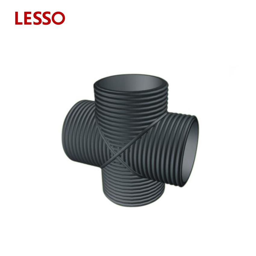 LESSO HDPE Double Wall Corrugated Pipe Fittings Cross