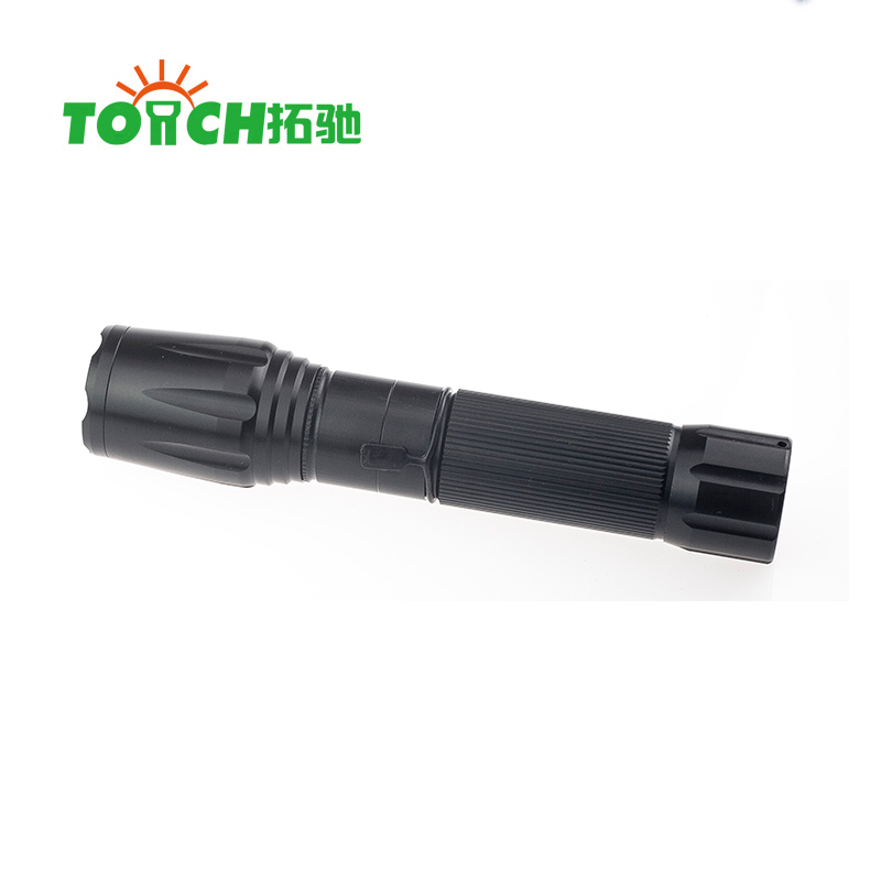 High power police aluminum alloy body material rechargeable 18650 battery or AAA dry battery zoomable LED flashlight torch light