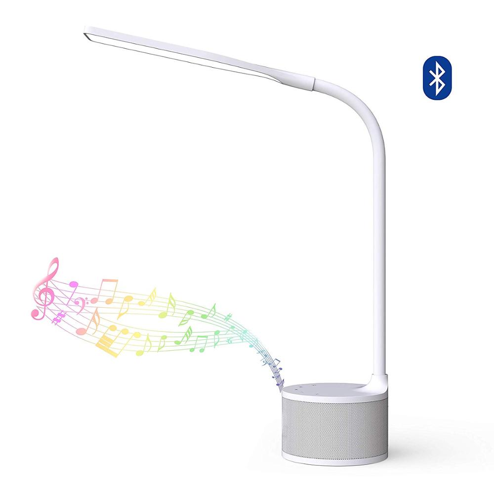 White Design Office Study Decorate Desk Table Lamp With Bluetooth Speaker