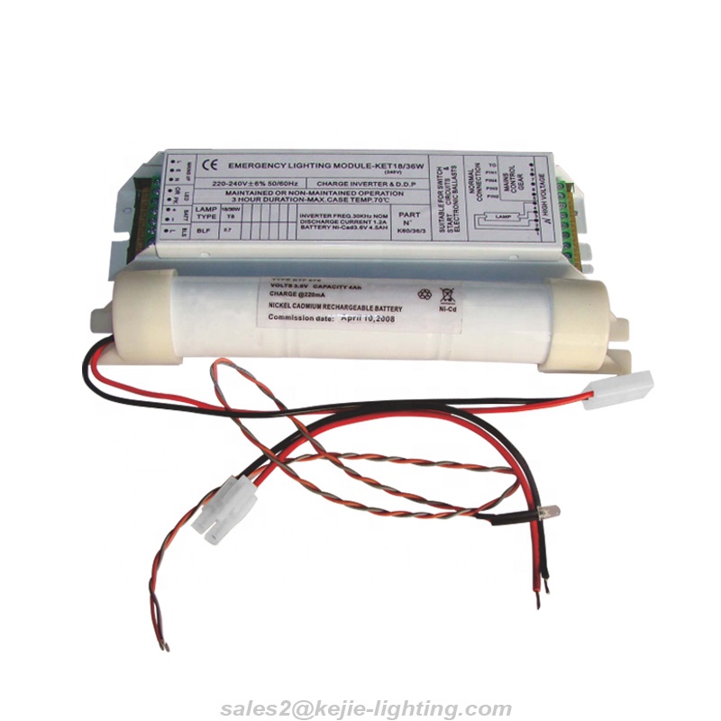 Kejie emergency lighting power pack for 18W - 36W T8 fluorescent tube