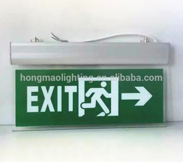 OEM any design emergency arrow right printing exit signs with green color and transparent acrylic board