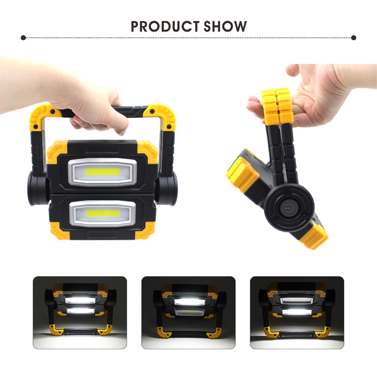 newest 2*10W portable cob led folding 360 adjustable super bright work light for outdoor