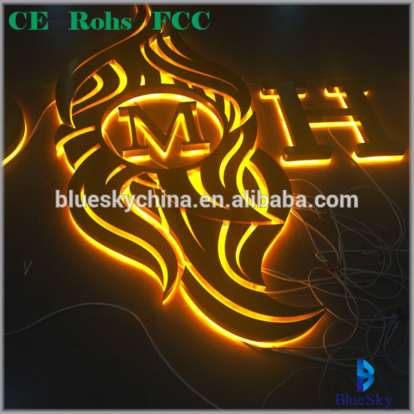 Best quality steel metal backlit led LOGO of CE Standard