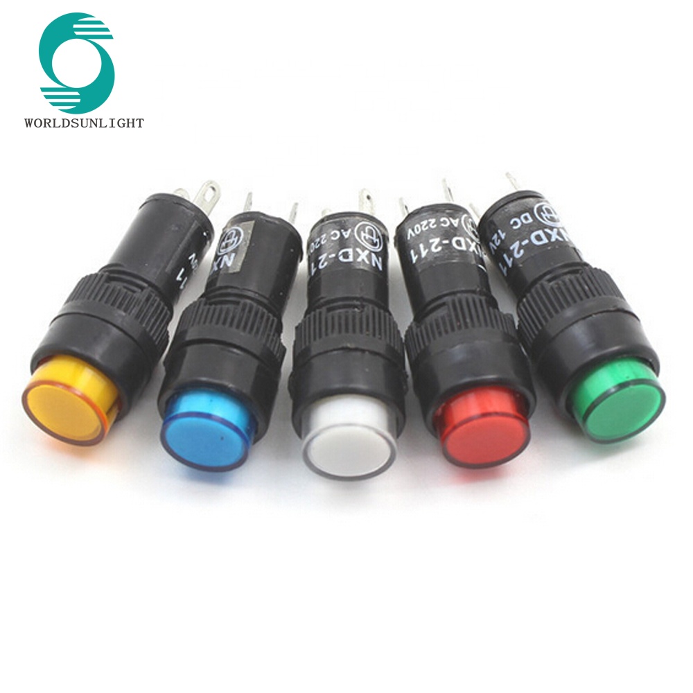 NXD-211 opening 10MM Voltage 12V/24V/220V/380V Red Green Yellow Blue White Signal Lamp Indicator Light