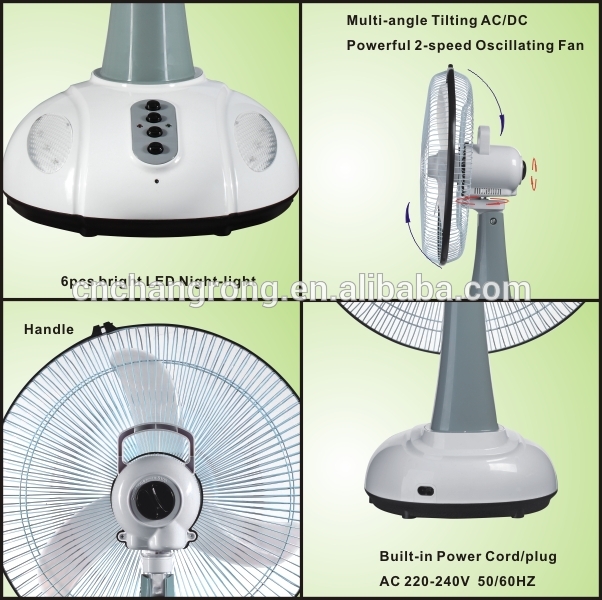 China supply 16 inch rechargeable table fan with LED light