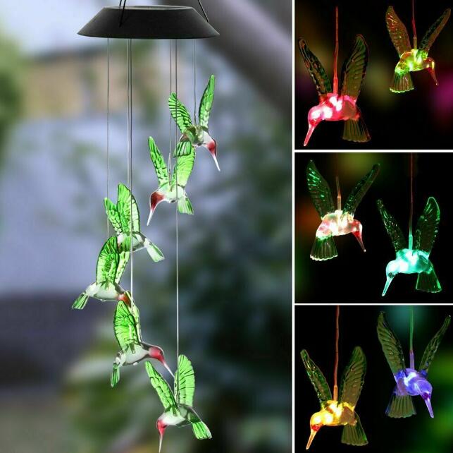 Waterproof Outdoor Hanging LED Solar  Wind Chimes Lights Garden RGB