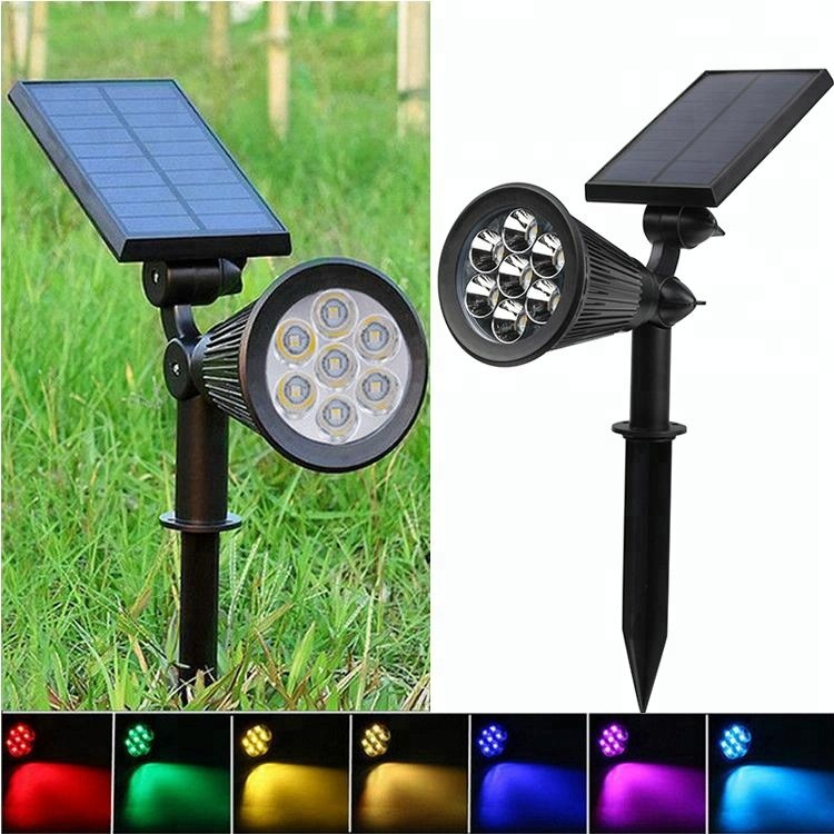 Solar garden lights 7led lamps outdoor solar panel power rgb spot light