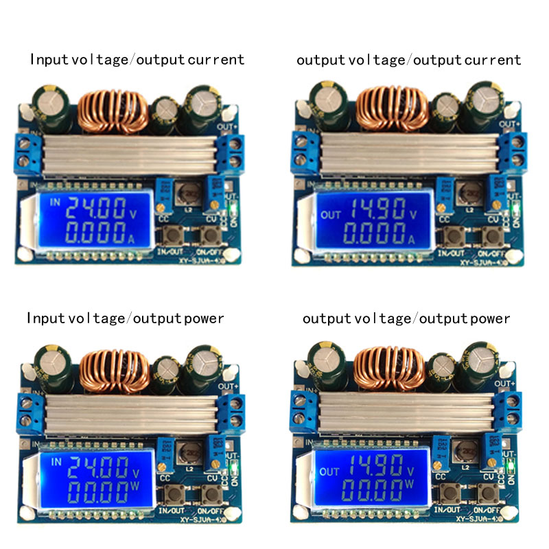 Adjustable voltage regulator  current and voltage power meter modules for LCD display 4A