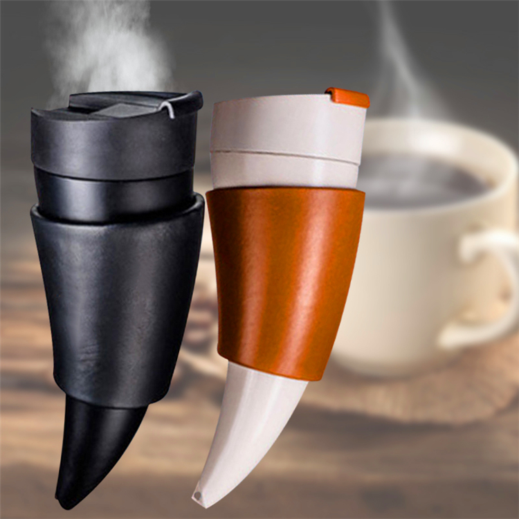 Creative Goat Horns Stainless Steel Thermos Mug Coffee Cup Insulation Vacuum Thermos Flask Traveling Hot Water Bottle