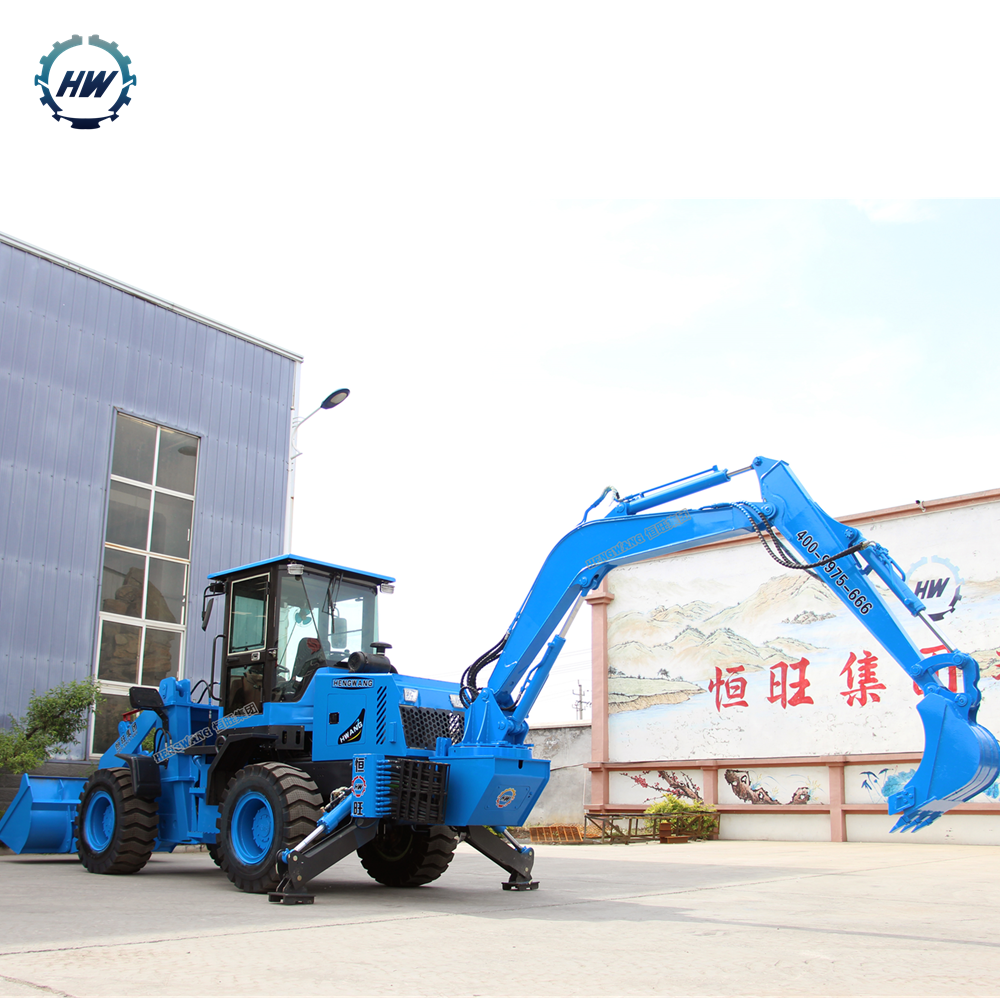 Mini wheel  excavator loader excavator with backhoe bucket