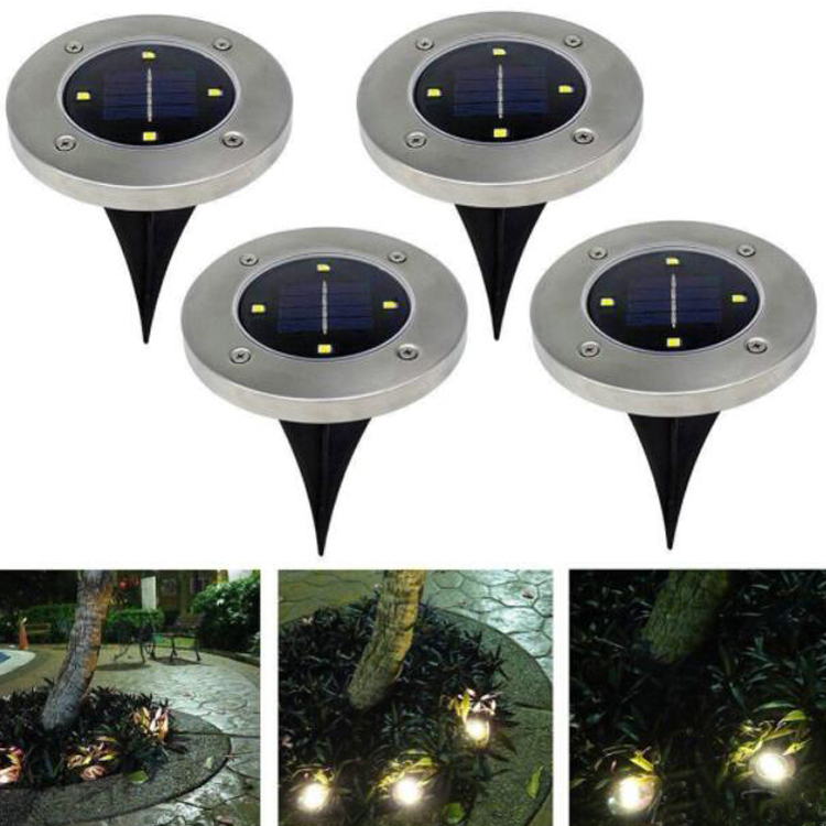 4 LED Solar disk light led Lawn Light Solar Ground light for garden