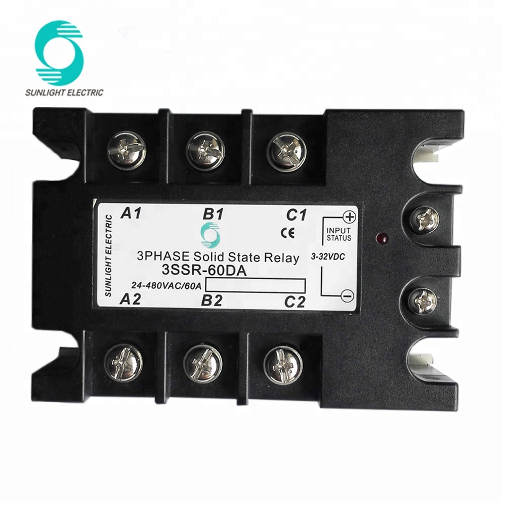 3SSR-60DA 60A 3-32VDC input 24-480VAC output 3-phase solid-state 3 phase ssr solid state relay