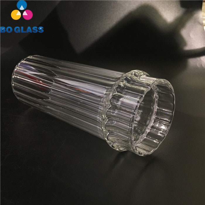 Hand Blown Customized Candle Holder Ribbed Glass Tube