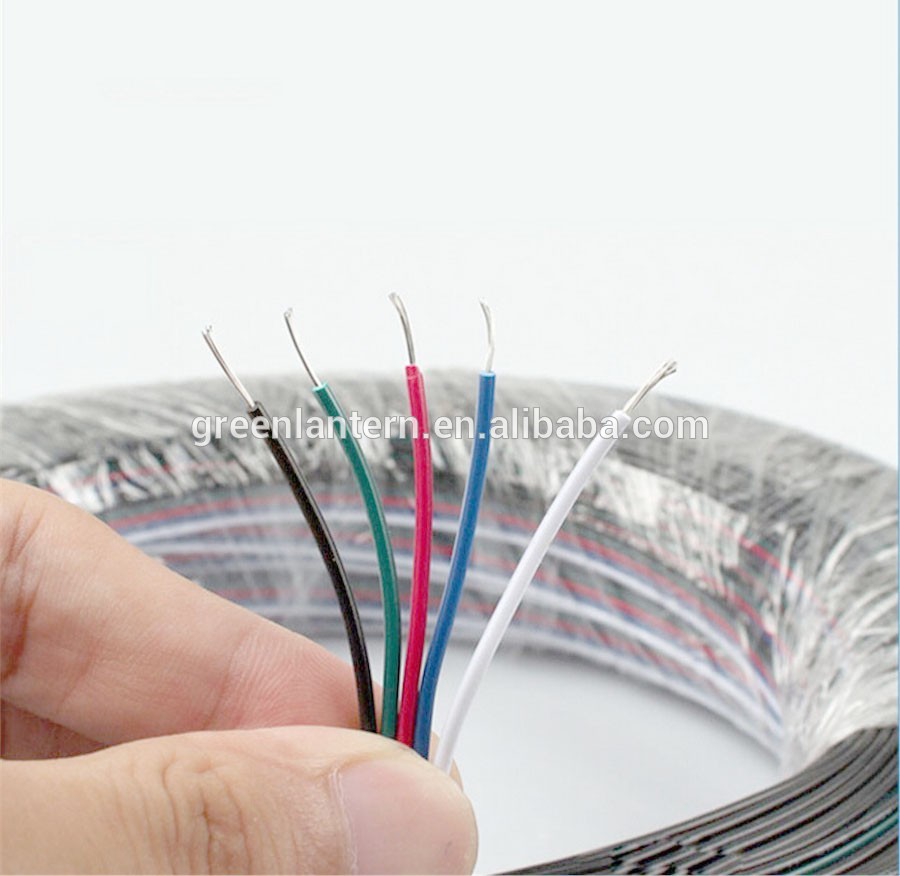 5pin 20AWG RGBW led extension cable wire for 5050 LED Strip light