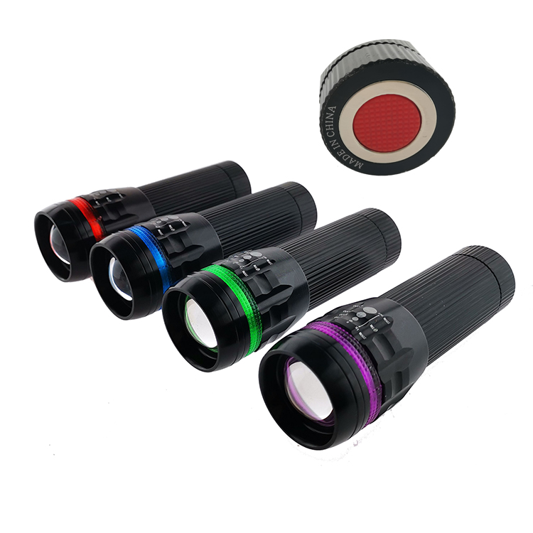 Promotion Multi Color Portable Aluminum Mini Zoom Adjustable Focus LED Torch Flashlight Tail With Magnet