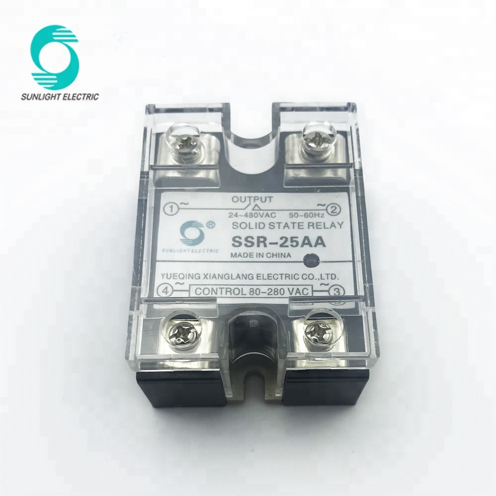 ZG3NC-225A SSR-25AA 90-250V AC to 24-240V AC 25 amp ssr solid state relay