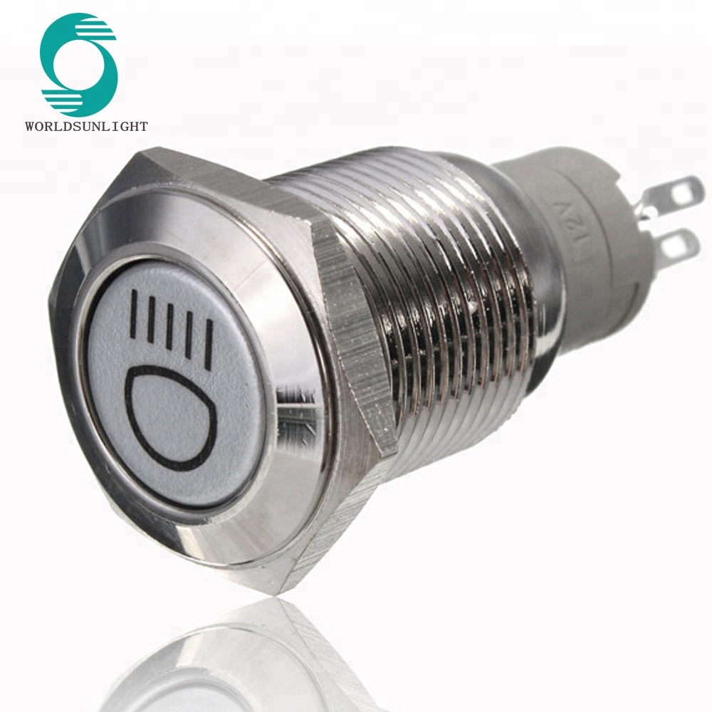 XL16S/F11L-12VO 16mm 12V Self lock Stainless Steel Metal Water Proof Flat Push Button Switch With LED logo