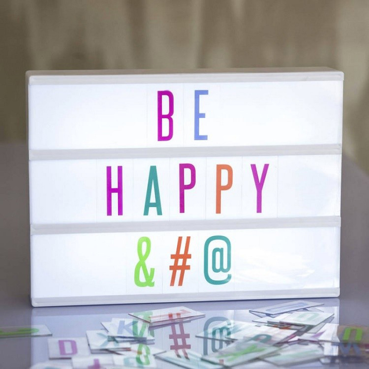 Hot ! Amazon selling Battery Powered Cinematic Light Box with 170 Interchangeable Letter, Numbers and Symbols (A4 Size)