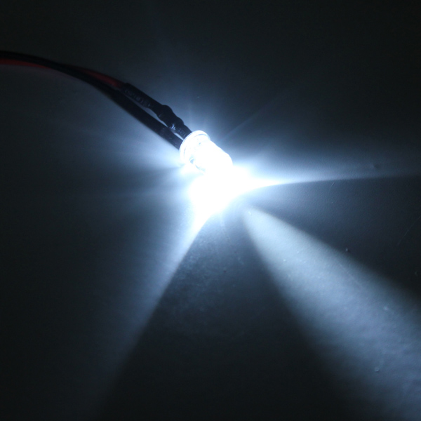 Pre Wired Bright White 5mm LED Light Lamp Bulb 20cm Prewired Emitting Diodes DC12V