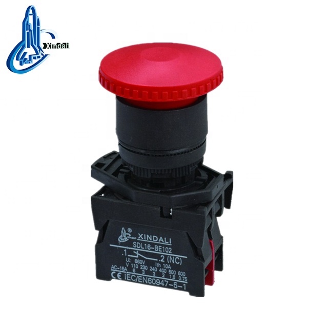 top sale mushroom head emergency stop button switch/spring return lockout emergencyswitch XDL21-EC42