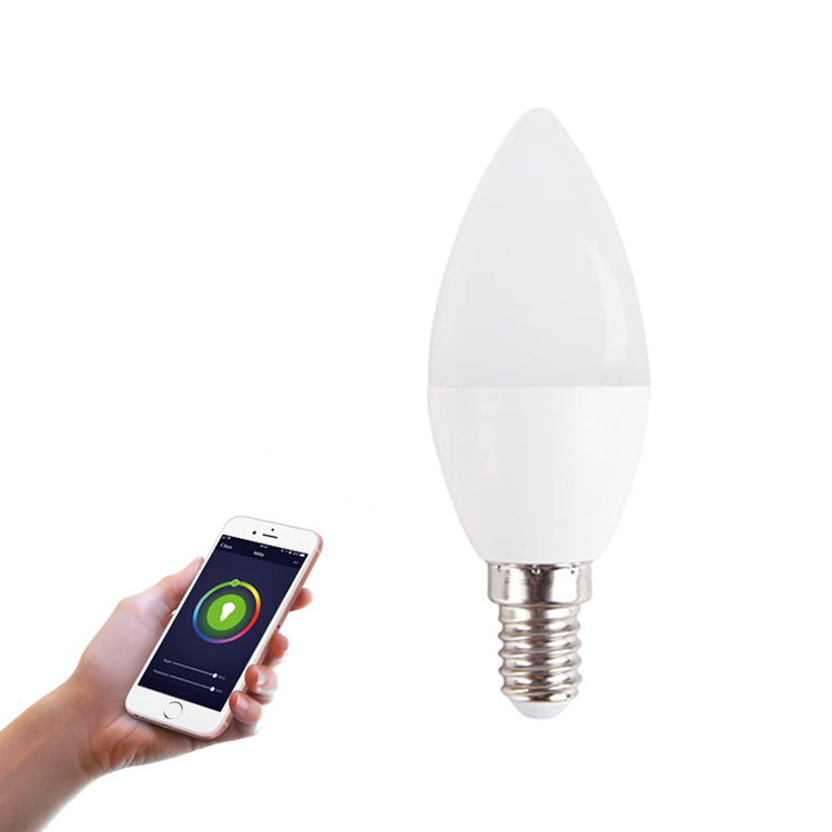 Withe Color Plastic 10Watt Stepless Dimming Smart Voice Control Lamp E14 LED Light Bulb With Wifi