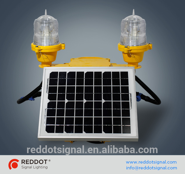 Low intensity solar powered double aviation obstacle light