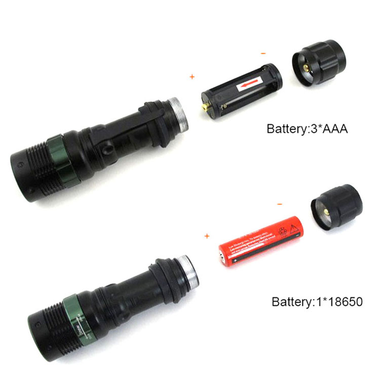 YM-8021 Aluminum Alloy T6 3W Torch Light 18650 Rechargeable Battery LED Flashlight Tactical