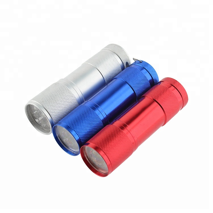 Mini Portable 9 Led Flashlight With 3*AAA Battery