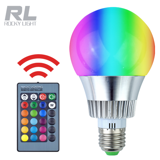 AC110V 220V 10W LED RGB Spot light E27 LED RGB Bulb lamp dimmable magic Holiday RGB lighting IR Remote Control 16 colors