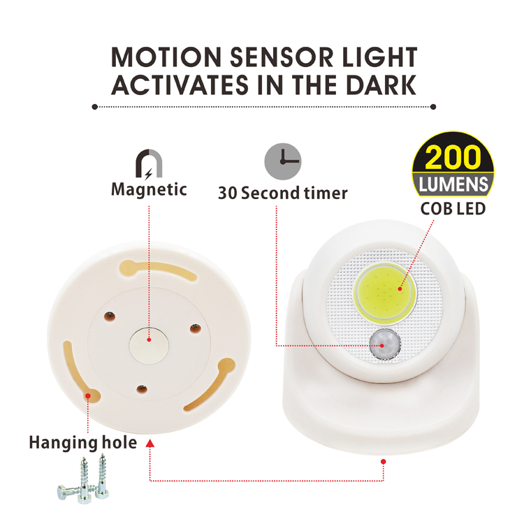 200 Lumens 360 Degree Rotatable COB Led Motion Sensor Night Light