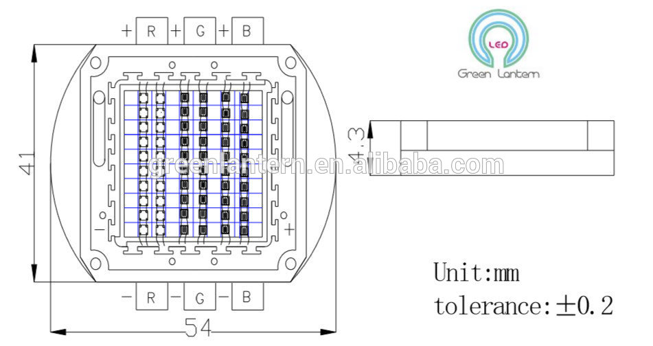 Epistar chips 60W 30V 3 pin rgb led module 60watts rgb led diode rgb cob led module