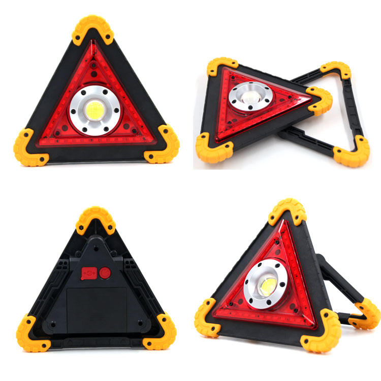 Warning Triangle Foldable Safety Light Roadside White Red Flashing Light Outdoor COB Emergency Lamp with USB Charging