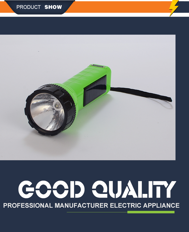 durable hand torch light solar power rechargeable led flashlight