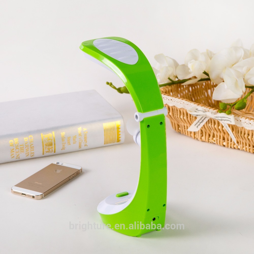 Indoor Reading Removable Battery Design Folding USB Cable LED Desk Lamp with Fan