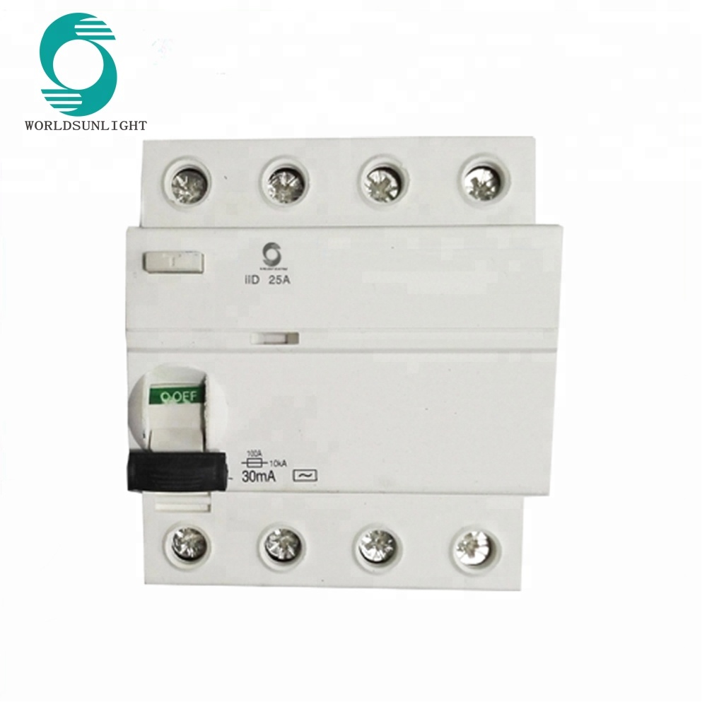 XIID IID iDK model 30ma 100ma 300ma 500ma 4 pole 16A - 63A residual current circuit breaker rccb