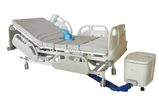 Hospital electric cratical ICU bed with five functions ABS material guardrail and bedhead board