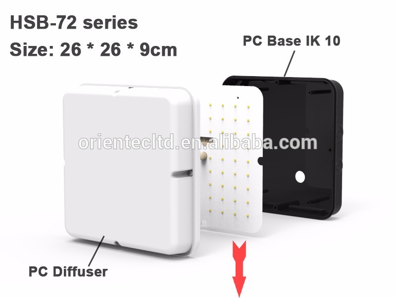 72 SMD LED ip65 square emergency bulkhead with corridor function