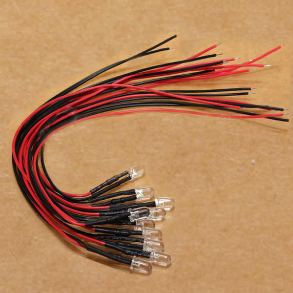 white 12V 5V 5mm pre wired led light emitting diode led light