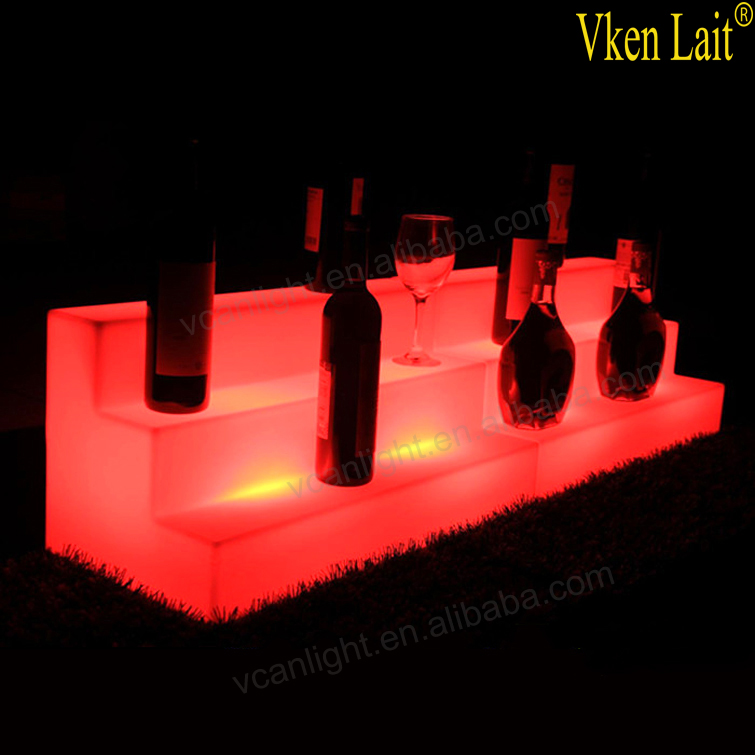 wholesale three tiers acrylic LED liquor bottle display shelf