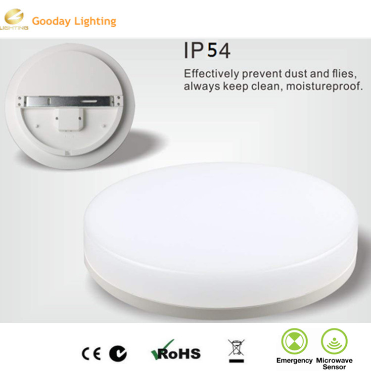 3 hours battery pack ip54 round 15w led rechargeable emergency sensor lighting