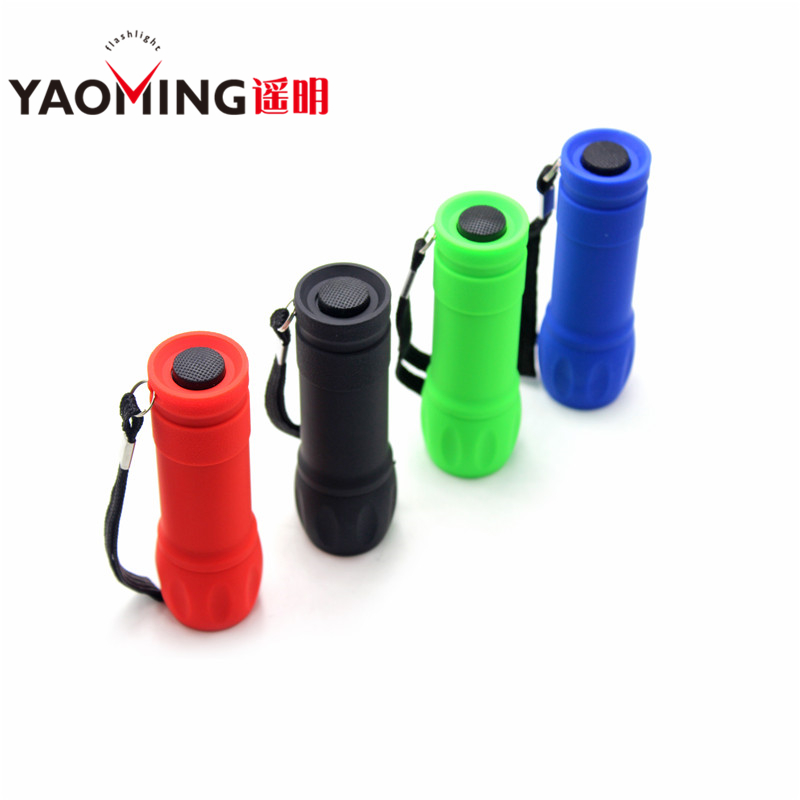 YAOMING cheap rubber 9led torch light mini flashlight promotional/led projector torch