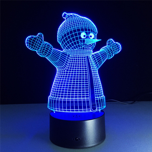 Christmas Kids Touch USB Table Lampara Lampe Baby Sleeping Nightlight Holiday Party Gifts 7 Color Owl 3D Visual Led Night Lights