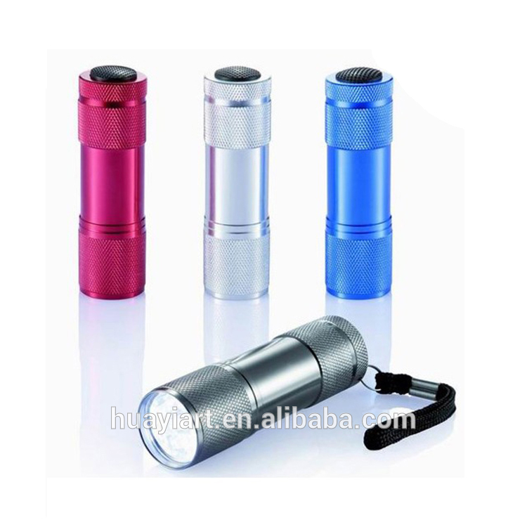 Mini AAA battery 9 led flashlight, promotional gift,Aluminum led flashlight