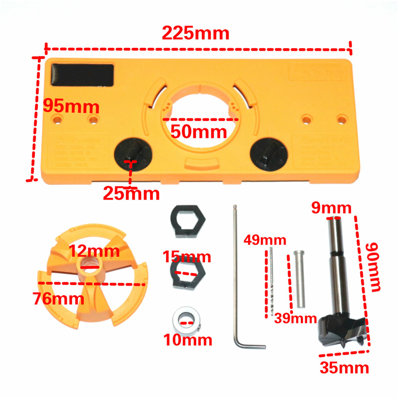 New Concealed 35MM Cup Style Hinge Jig Boring Hole Drill Guide + Forstner Bit Wood Cutter Carpenter Woodworking DIY Tools