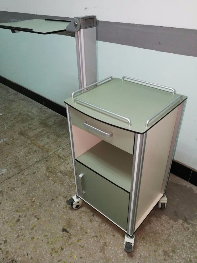 New types of Hospital furniture high quality cabinet with over bed table